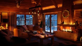 Cozy Snowstorm amp Crackling Fireplace Sounds in the Log Cabin  Winter Ambience in the Mountains [upl. by Edorej973]