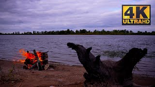 GREAT SALT LAKE CAMPFIRE  Virtual Fireplace Video with Nature Sounds for Meditation [upl. by Lien]