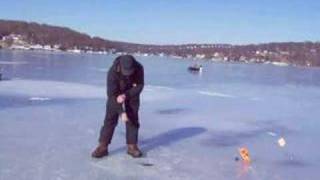 Ice Fishing  Muskie on tipup [upl. by Attem157]