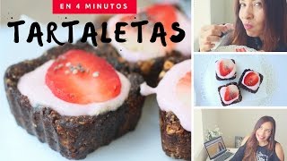 TARTALETAS DE FRESA Y YOGUR  MERIENDA SALUDABLES EN 4 MINUTOS Recetas Lily [upl. by Atilek150]