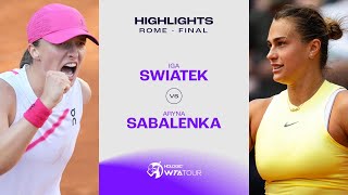 Iga Swiatek vs Aryna Sabalenka  2024 Rome Final  WTA Match Highlights [upl. by Enaile244]