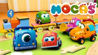 Mocas  Little Monster Cars full episodes  Trains amp tracks  Cartoons for kids [upl. by Akinahs]