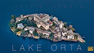 Aerial Italy By Drone  Lake Orta  San Giulio  Best Of Italy in 4K [upl. by Lapham315]