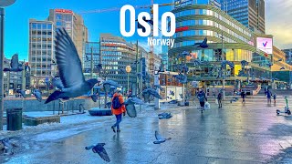 Oslo Norway 🇳🇴 February 2022  4KHDR Walking Tour  ▶91min [upl. by Kuo543]