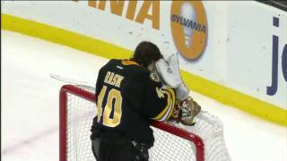 Tuukka Rask stops puck with mask 12112 [upl. by Iron]