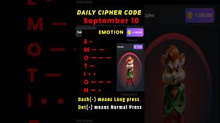 Daily cipher hamster kombat today  10 September hamster kombat daily cipher combo  5 million coins [upl. by Neron697]