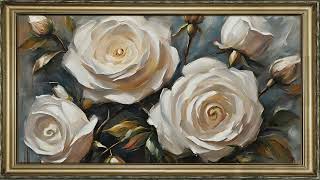 FRAMED TV ART ABSTRACT WINTER ROSES SCREENSAVER BACKGROUND ROSE 3D PAINTING NO MUSIC WALLPAPER 4K [upl. by Ades30]