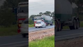 Cement truck trailer vs prus Car driver on the road heavytruck truckdriver cementtruck jcbvideo [upl. by Ashien]