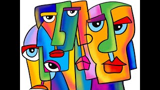 How to Draw Cubism Picasso inspired Abstract portrait  Cubism face lesson step by step [upl. by Stephens]