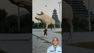 Pig statue collapses in one of football shorts 🐖😲 3D special effect  short vfx 3d animation [upl. by Eiramlirpa929]