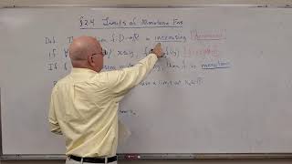 Real Analysis I lec 24A Limits of Monotone Functions [upl. by Klaus425]