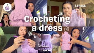 Crocheting a dress for my best friend  crochet vlog 💜 [upl. by Constancia]