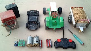 How to make remote control mini tractor  Remote control car making at home [upl. by Eeloj567]