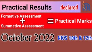 nios Practical results  declared  October 2022  Formative assessment  Summative assessment [upl. by Leahcym]