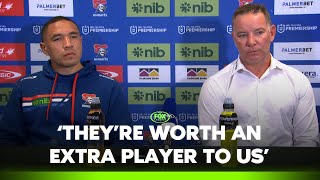 quotThey got rid of Arthurquot  OBriens cheeky reason for win  Knights Press Conference  Fox League [upl. by Gelman]