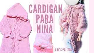 Cárdigan para niña Tejido a Dos Agujas paso a paso Girls TwoNeedle Knitted Cardigan Maviha knit [upl. by Garvin390]