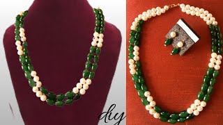 Beautiful Green beads Double Layer necklace makinggreen beadshandmade [upl. by Anima319]