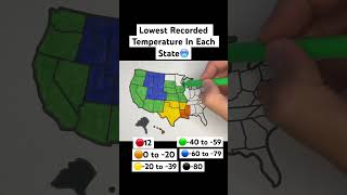 Lowest Recorded Temperature in Each State 🇺🇸 usa unitedstates map geography states [upl. by Libys736]