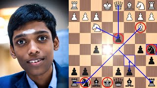 Praggnanandhaa permits an Alpha Zero Pawn  2024 FIDE Candidates [upl. by Lucier]