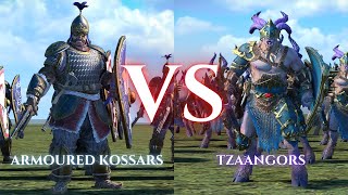 WARHAMMER III Total War  Armoured Kossars VS Tzaangors [upl. by Renzo307]