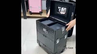 Rolling Makeup Case Custom Trolley Cosmetic Case With 4 Detachable Universal Wheels [upl. by Lupe184]