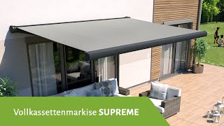 Elektrische Vollkassettenmarkise SUPREME mit Fernbedienung  empasa [upl. by Litta]