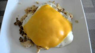 Atkins Induction Diet Breakfast  Day 14  Fried Egg with Cheese over Ground Turkey amp Beef [upl. by Colligan]