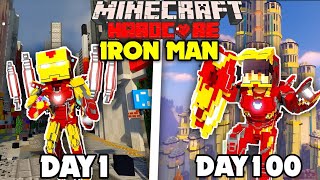 I Survived 100 DAYS as IRON MAN in HARDCORE Minecraft in Hindi🤯 [upl. by Ahsatsana430]