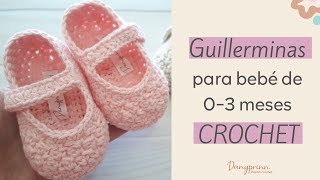 COMO TEJER UNAS GUILLERMINAS ZAPATITOS DE BEBE A CROCHET TALLA 03 MESES [upl. by Meerak]