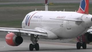 Windjet  A320232 EIUNG taxi to RWY 08L at BerlinTegel incl aircraft tests [upl. by Airda]