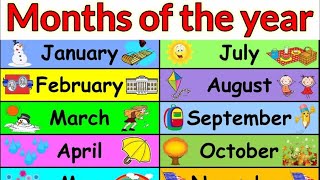 Months of the Year with Spellings Slow Version For Kids Preschool Learning  Learn Month Names [upl. by Fiedling]