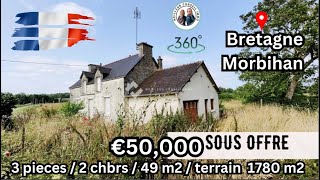 France Bretagne Morbihan  €50000  3 pieces 2 Chambres 49 m2 terrain 1780 m2 [upl. by Merv]