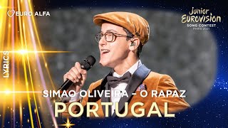 SIMAO OLIVEIRA  O RAPAZ  PORTUGAL IN JESC 2021 LYRICS [upl. by Thompson]