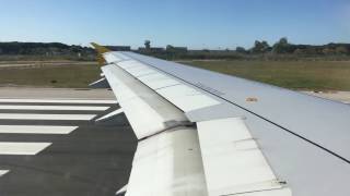 WING VIEW Vueling Airlines Airbus A320  Takeoff from Barcelona ElPrat Airport 4K [upl. by Bourke385]