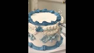 Cerulean Lazurite Azure sky and white Colour Theme Ruffles Cake Design Decoration [upl. by Yetta309]