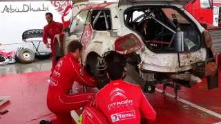 WRC 73 Rally Poland 2016  30 min Service of Stephane Lefebvre damaged Citroen WRC [upl. by Negyam]