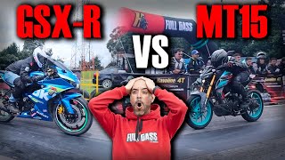 Yamaha MT15 🆚 Suzuki Gsxr 150 🛑 Fullgass Drag Race Cuarto de milla [upl. by Susanna]