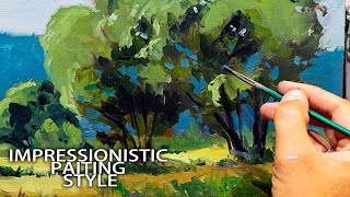 Full Video  IMPRESSIONIST Painting Tutorial  Green Trees [upl. by Brennan]