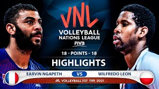 France vs Poland  VNL 2021  Highlights  Earvin Ngapeth vs Wilfredo Leon [upl. by Alyks]