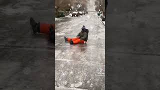 Slipping on black ice compilation Seattle Ice Storm 2022 shorts [upl. by Joann]