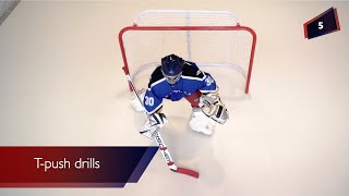 🏒Hockey Goalie Drills🏒 Tpush drills for faster movement around the goal crease [upl. by Nowtna]