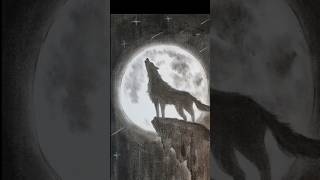 How to draw Scenery of Moonlight Wolf art drawing shorts [upl. by Eiderf56]