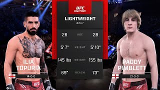 Ilia Topuria vs Paddy The Baddy Pimblett FULL FIGHT  UFC 5 AI Simulation [upl. by Silberman129]