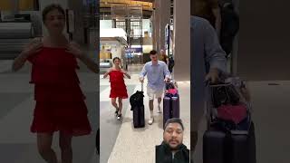 Magical dress change at airport prank bluedress reddress airport travel shorts [upl. by Youngman532]