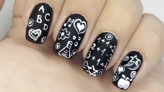 Chalkboard Nails Freehand Nail Art [upl. by Kecaj]