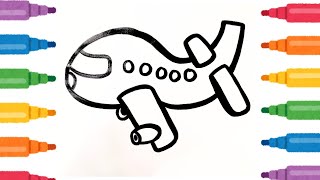 How to draw a Aeroplane step by step  Aeroplane drawing and coloring for kids  kids drawing [upl. by Mittel]