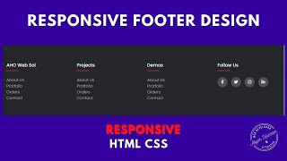 CSS Footer Design  Responsive footer design html css  Website Footer  Mobile Responsive Footer [upl. by Aneekas]