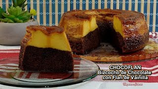 CHOCOFLAN SIN HORNO Bizcocho de CHocolate con Flan de Vainilla Muy Fácil PASTEL IMPOSIBLE [upl. by Ettenuahs]