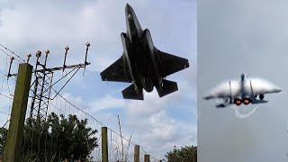 🇺🇸 Low F15 amp F35 Vertical Climb Takeoff Flyovers at RAF Lakenheath [upl. by Saul619]