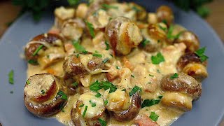 Einfach und lecker Gebratene Champignons in cremiger Käsesauce [upl. by Doreen]